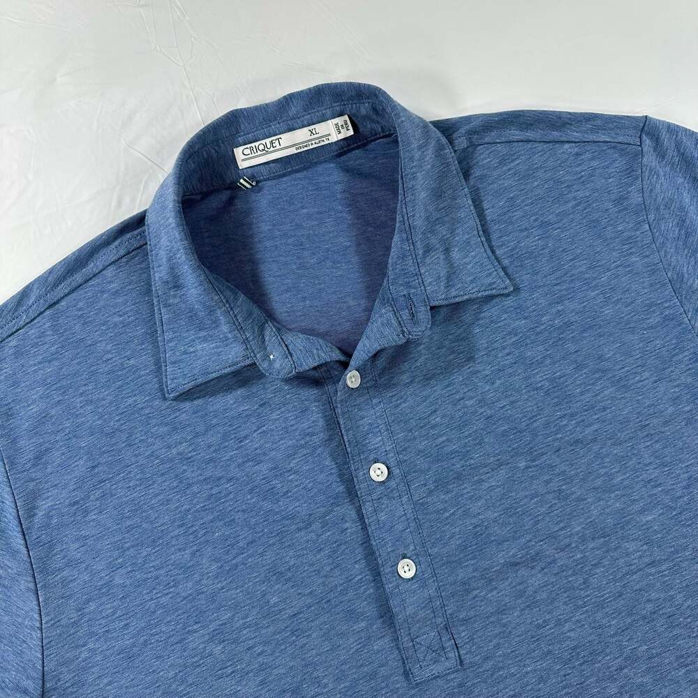 CRIQUET Men's Blue Knit Polo Shirt Size XL Soft Sport Golf Stretch